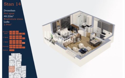 2.0 stan Zemun, novogradnja, garaza